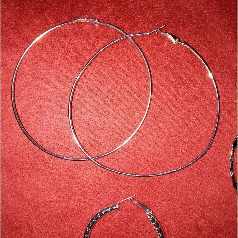Cubic zirconia golf Or Silver Pair Of hoops - Picture 2 of 10